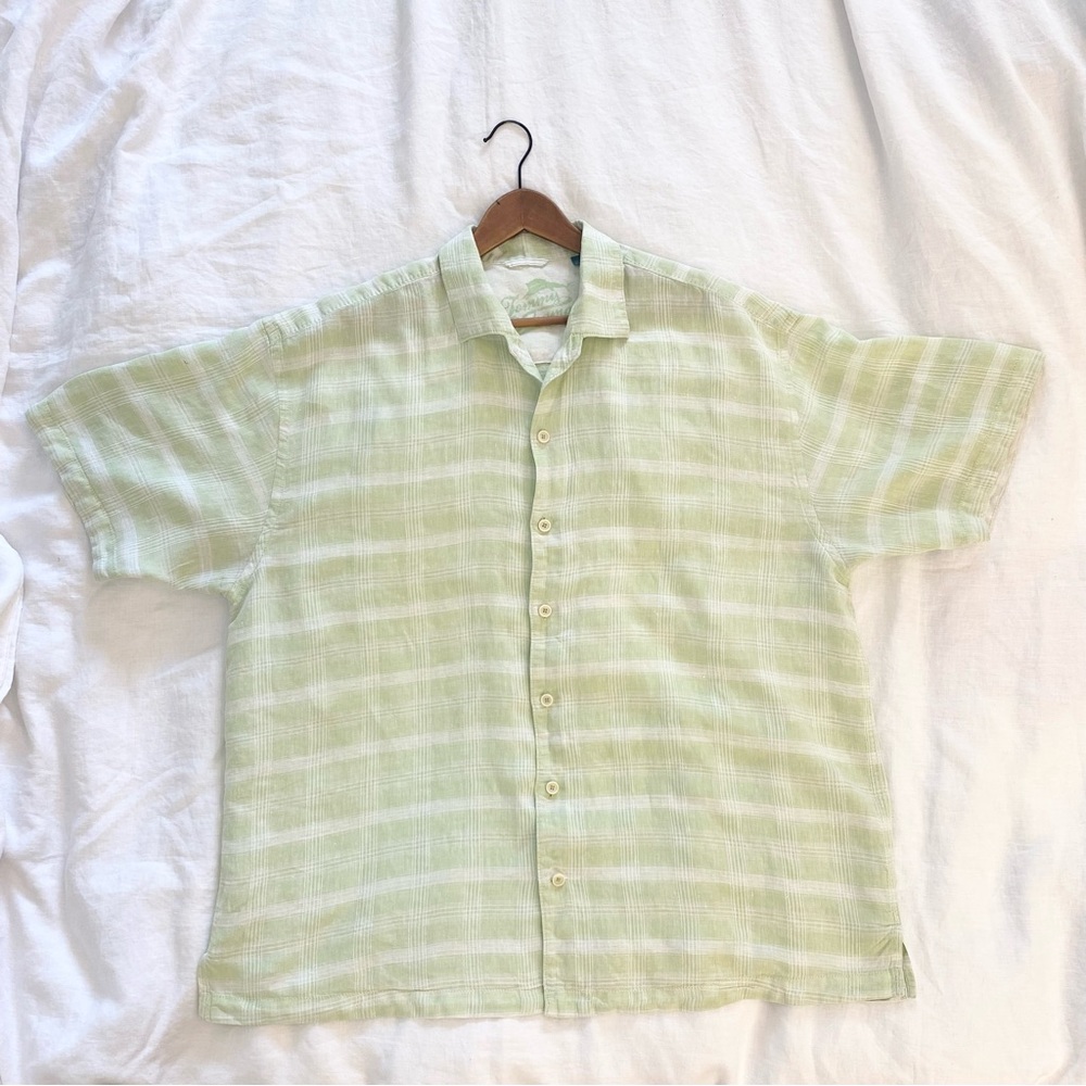 Tommy Bahama Light Green Plaid Short-Sleeve Button-Down Shirt - Picture 4 of 12